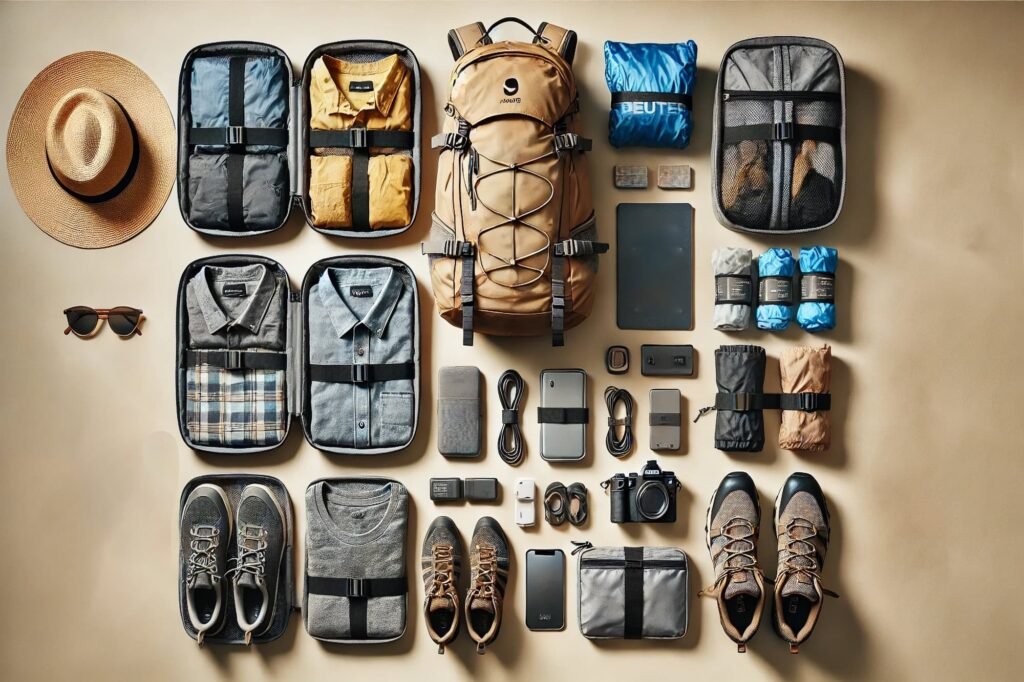 Travel packing list, essential travel items, how to pack light, travel gear for beginners.